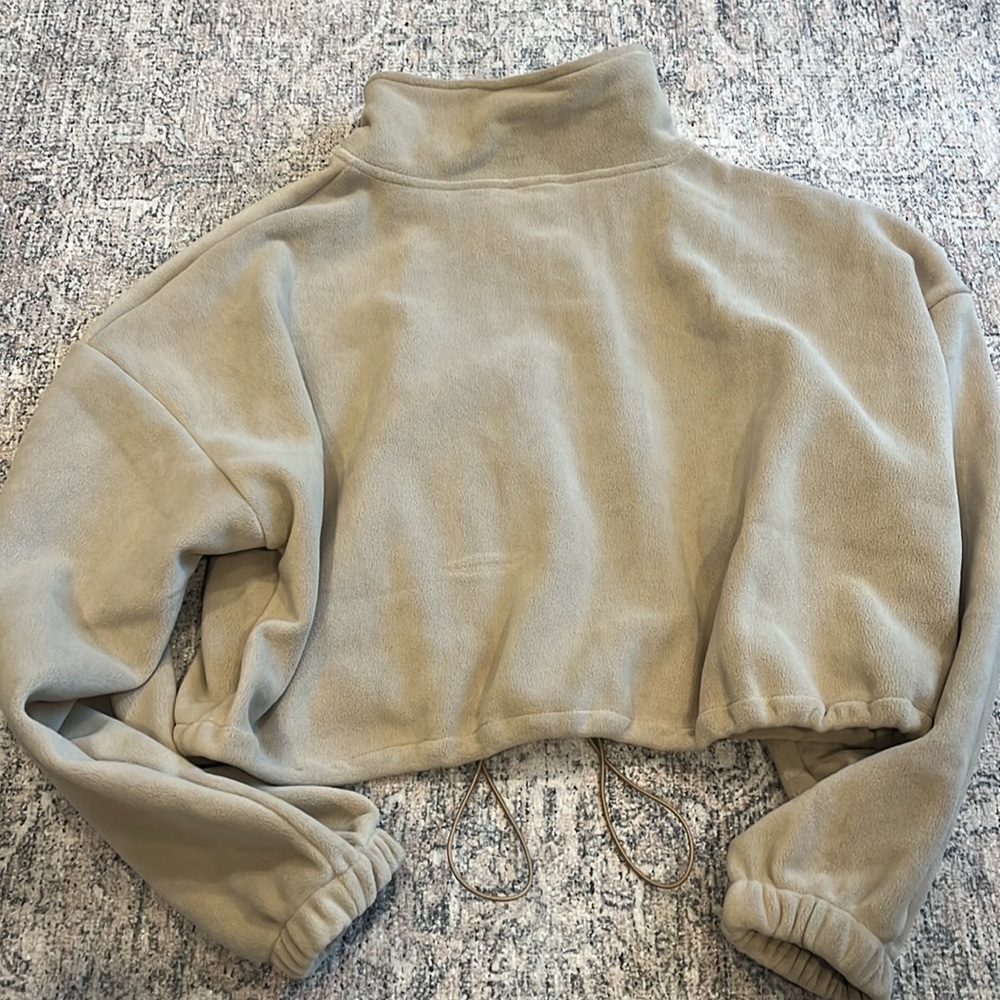 Women’s fleece jacket, zip up size large tan cream, beige - Picture 6 of 6